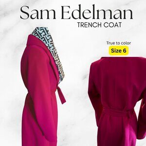 Sam Edelman Wool Belted Wrap Coat – Fuchsia Pink